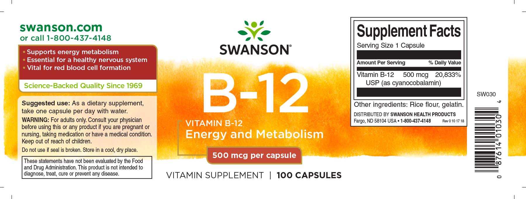 Vitamin B12 (Cyanocobalamin) Swanson Health Products Europe