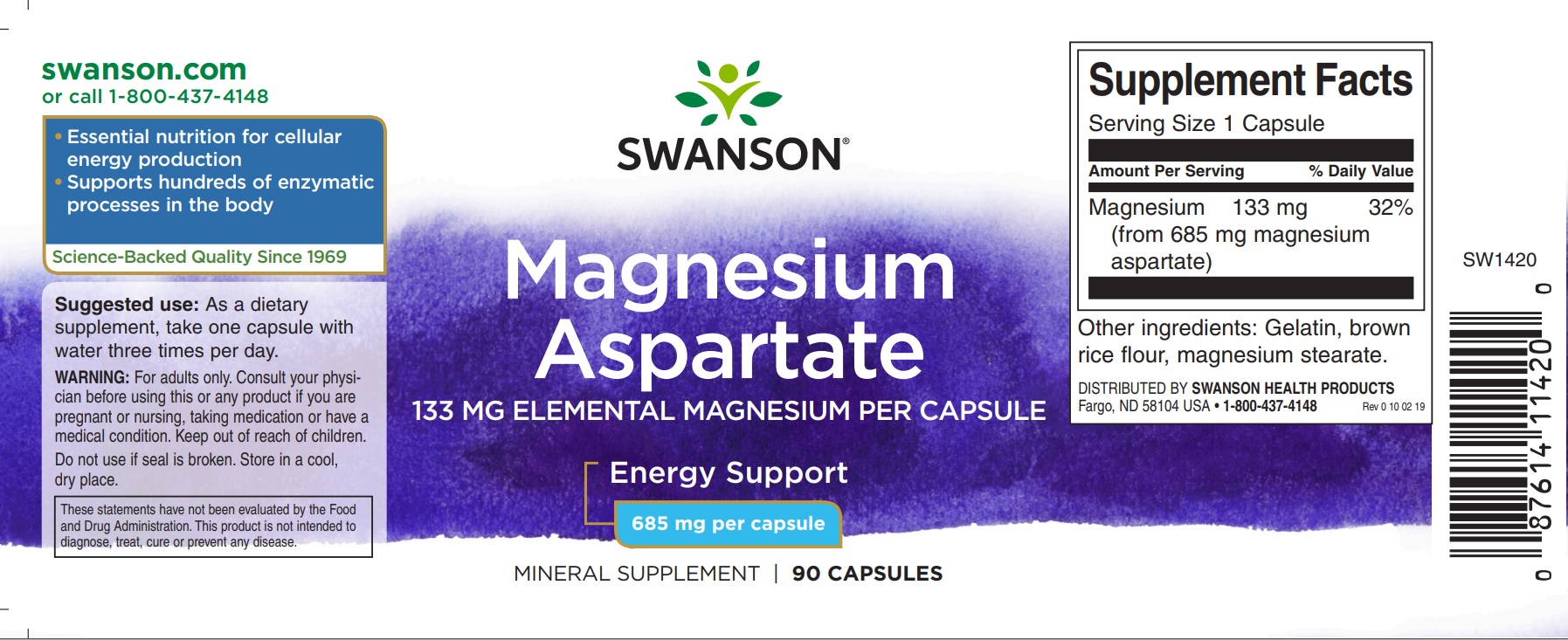 Magnesium Aspartate Swanson Health Products Europe