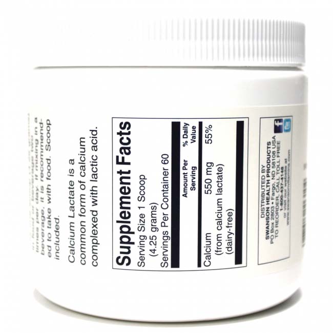 100 Pure DairyFree Calcium Lactate Swanson Health Products Europe